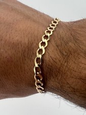 9ct Solid Gold Men’s Bracelet 8.5INCH - 5mm Flat Curb - FULL UK HALLMARK & BOXED