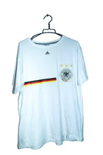 Vintage men Adidas Germany football cup white tees in XL oversize Alex 8 print