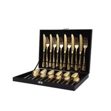 24PC GLAMOUR STAINLESS STEEL CUTLERY SET IN GOLD KITCHEN SERIES WITH BOX