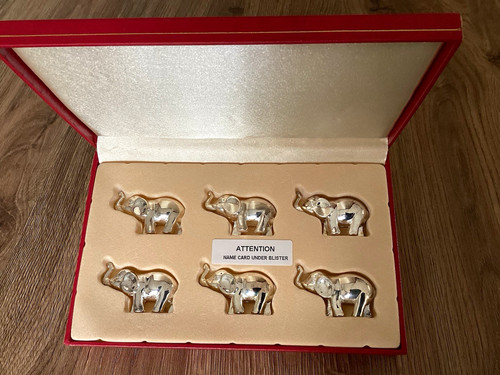 Set silver metal elephant - silver,