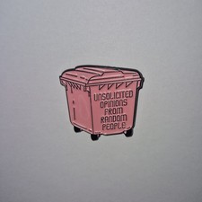 Enamel Metal Pin Badge Accessory Funny Meme Pink Dust Rubbish Trash Bin Sarcasm
