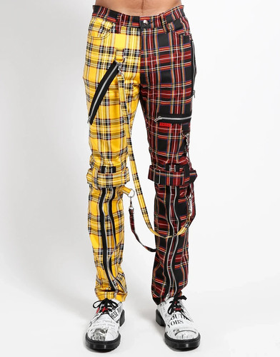 Men tartan plaid - pants, punk