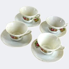 Vintage Floral Tea Cups And Saucers Set Of Four China Coffee Tea Party Set