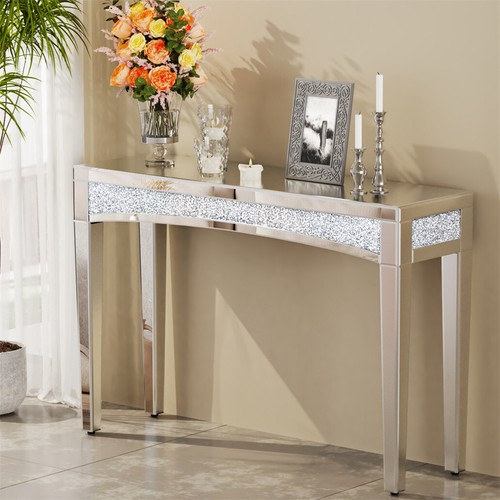 Silver mirrored glass console - mirrored,