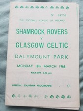 Shamrock Rovers V Glasgow Celtic 1968 Friendly programme Dalymount Park