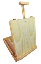 Wooden Table Easel & Brush Paint Storage Box Large Artist Portable Adjustable