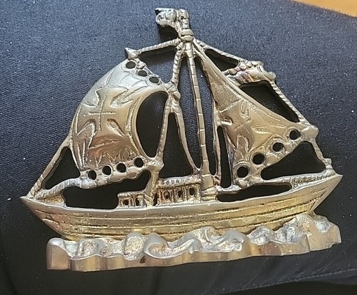 Vintage brass ship galleon - brass,
