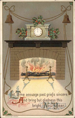 New year antique clock - antique, on