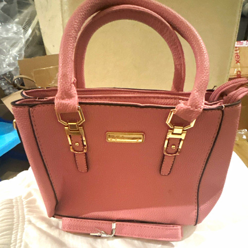 Pink pebbled faux - pink, leather