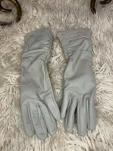 Long leather gloves almond - long,