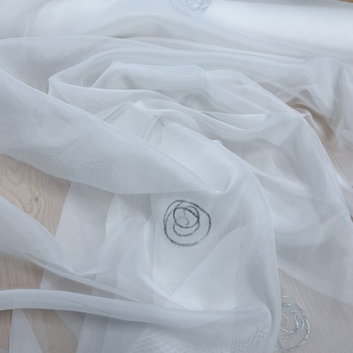 White voile fabric - fabric, metallic