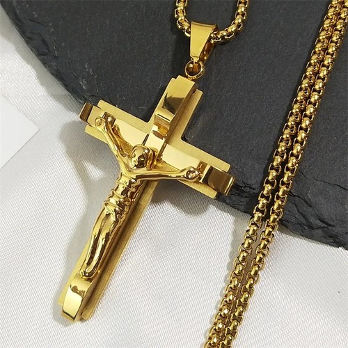Gold crucifix cross - cross, pendant