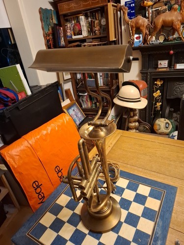 Brass trumpet lamp - trumpet, bankers