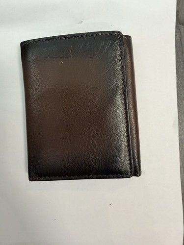 Brown leather tri fold - brown, tri-fold