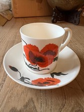 Wedgwood Susie Cooper Corn Poppy Coffee Cup & Saucer - Bone China- 12 available