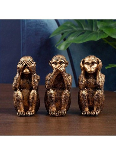 Wise monkeys resin figurine - wise,
