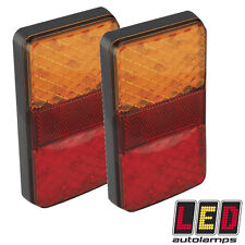 Pair of Rectangle Fully Submersible Boat Trailer 12v LED Lights *LIFE WARRANTY*