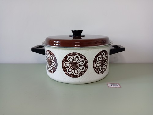 Retro enamel cooking - cooking, pot