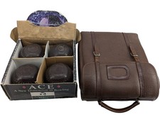 Henselite Super Grip Lawn Bowls Set  & 4 Vintage Bowls In Case (HO)