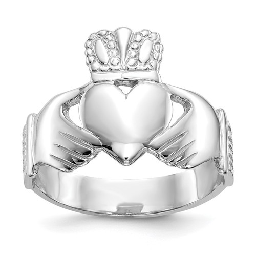 14k white gold claddagh - white,