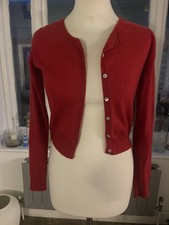 Ladies Crumpet Cashmere red cardigan 100% cashmere and velvet S