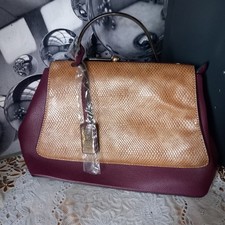 BESSIE London Women's Handbag Red/Brown Leather Bag Never Used