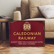 Vintage Style Caledonian Railway Gleneagles Station Sign