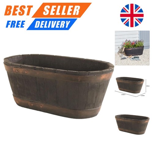 Compact oakwood barrel planter - compact,