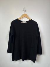 Vintage Jaeger 100% Wool Fully Beaded Black Knitted Jumper Size Large 14-16 Xmas