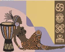 African Lady Cross stitch chart  Music is life  426-10 Flowerpower37-uk