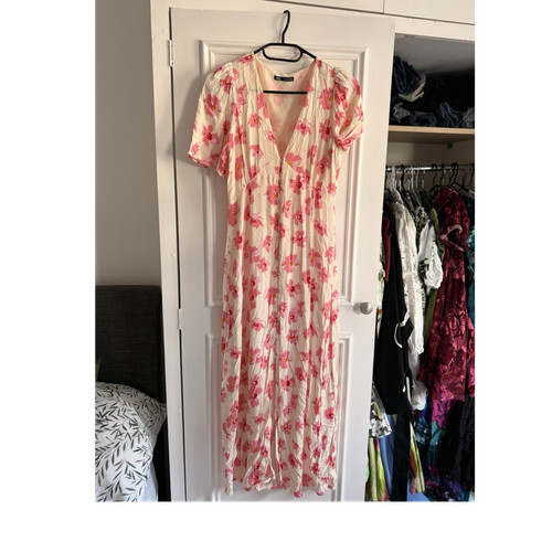 Zara pink white floral - white, midi