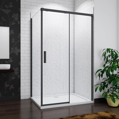 Black slim sliding shower - black,