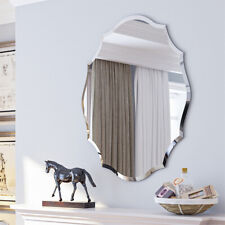 Floral Outcut Oval Wall Mirror Hall Entryway Frameless Bathroom Vanity Mirror UK