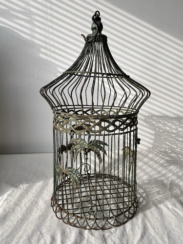 Vintage hanging bird cage - bird,