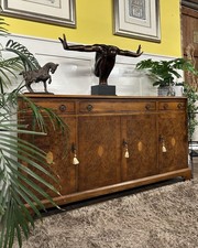 Stunning intricately inlaid Walnut Italian Revival Sideboard.