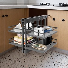 Cabinet Pull-out Storage Rack, Pull Out Corner Organizer for Kitchen Cabinet