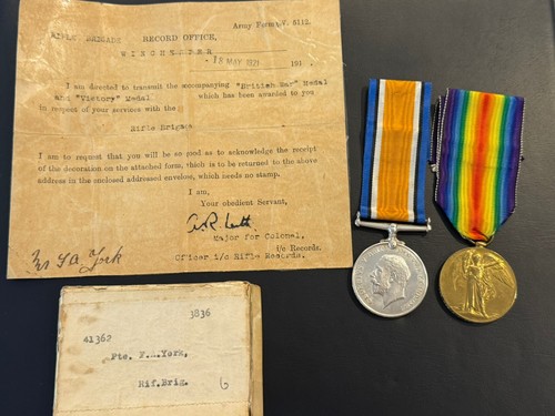 Ww1 pair medals rifle - ww1,