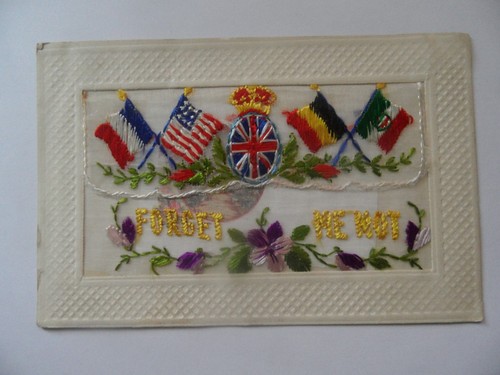 Ww1 silk postcard with insert - silk,