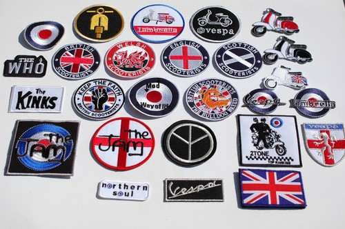 Scooter iron sew patches - on,