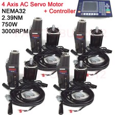 AC Servo Motor 4Axis 750W 2.39NM KIt NEMA32 +RS485 Servo Driver+3M Encoder Cable