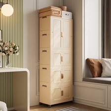 Large Wardrobe Stackable Closet on Wheels Foldable Storage Organization with Rod