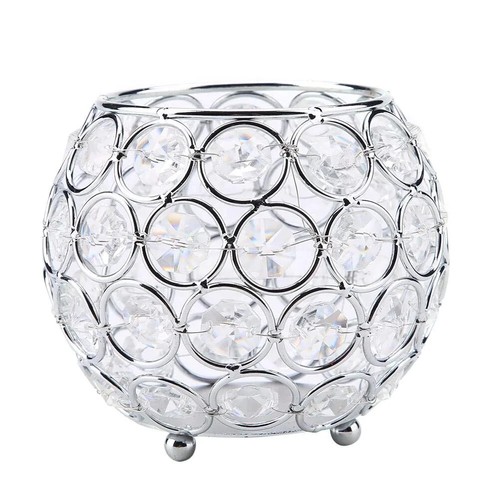 Oval crystal candle holder - crystal,