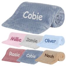 PERSONALISED BABY BLANKET EMBROIDERED SOFT NEWBORN WRAP GIFT BOY GIRL