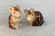 2 Vintage POOLE POTTERY  Brown & Cream  Cute little Mice