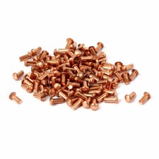 2mm x 4mm Straight Shaft Copper Solid Rivets Fastener Gold Tone 5mm Long 100 Pcs