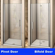700-1000 Frameless Pivot/Bifold Shower Enclosure Door Walk In Glass Screen Panel
