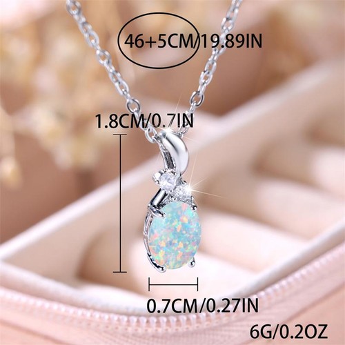 White opal fire - white, pendant