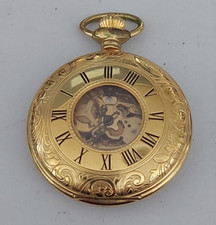 Jean Pierre gold-plated Half Hunter mechanical pocket watch
