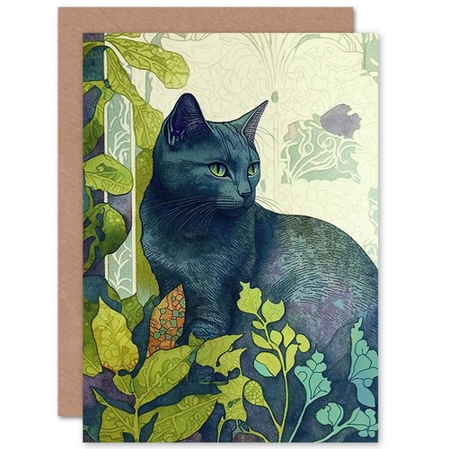 Russian blue cat - blue, modern