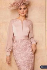 Veni Infantino Stunning Lace Chiffon Size 12 Dress Dusty Rose New